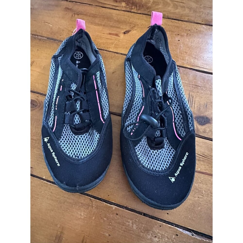 Aqua Sphere Women's Black & Gray Water Shoes with Pink Accents